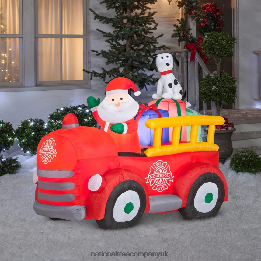 decoration | National Tree Company Inflatable Santa in Vintage Firetruck LED Lights Plug In Christmas Collection 6 Feet F2L4F660